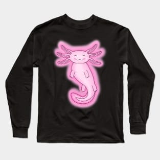 Cute Pink Axolotl Swimming Long Sleeve T-Shirt